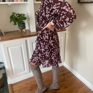 INC international concepts size 6 burgundy floral dress